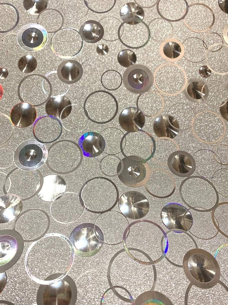Dundee Deco AZ-G020 Geometric Glitter Light Silver, Yellow, Blue Circles Peel and Stick Self Adhesive Removable Wallpaper, Roll 18 ft. X 18 in. (5.5m X 45cm), 26.6 sq. ft. (2.5 sq. m) - Image 1
